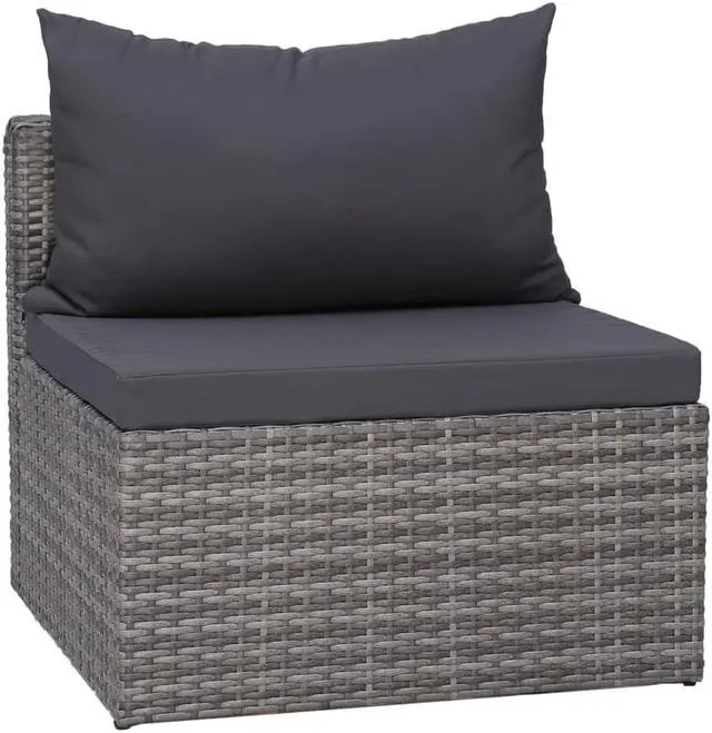 Alt view image 7 of 7 - vidaXL Patio Sofa Set Sectional Sofa Outdoor Furniture 5 Piece Poly Rattan Gray