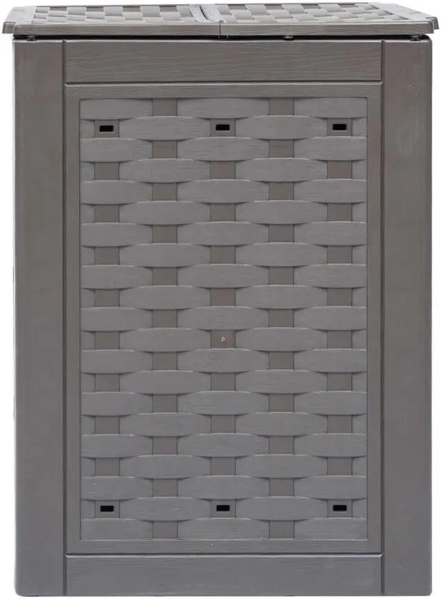 Alt view image 4 of 11 - vidaXL Garden Composter Trash Can Compost Bin with Lid Brown Plastic Rattan