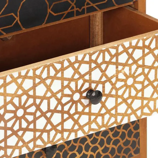 Alt view image 16 of 16 - vidaXL Sideboard with Printed Pattern Drawer Cupboard Cabinet Solid Wood Mango