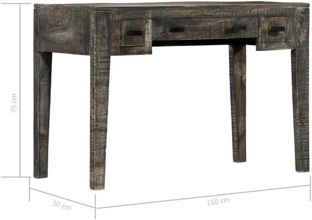 Alt view image 7 of 11 - vidaXL Desk Computer Desk Home Office Desk with 3 Drawers Solid Wood Mango