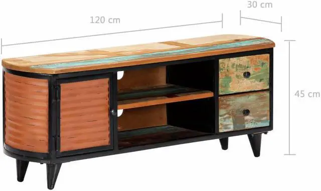 Alt view image 2 of 7 - vidaXL TV Stand TV Unit Sideboard TV Console Cabinet Solid Reclaimed Wood
