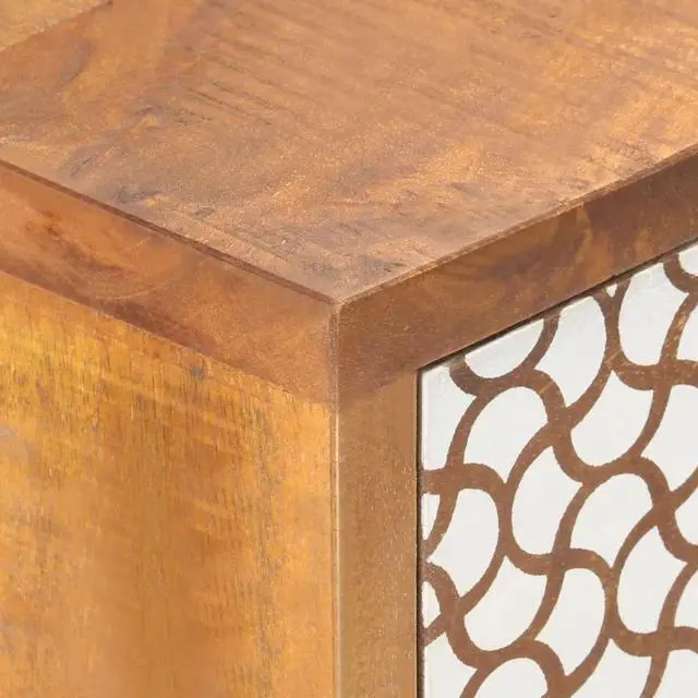 Alt view image 13 of 14 - vidaXL Sideboard with Printed Pattern Drawer Cupboard Cabinet Solid Wood Mango