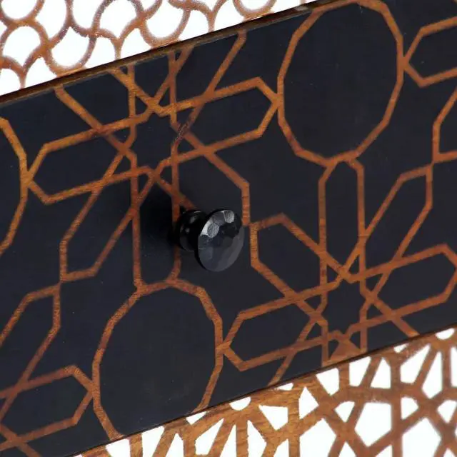 Alt view image 14 of 14 - vidaXL Sideboard with Printed Pattern Drawer Cupboard Cabinet Solid Wood Mango