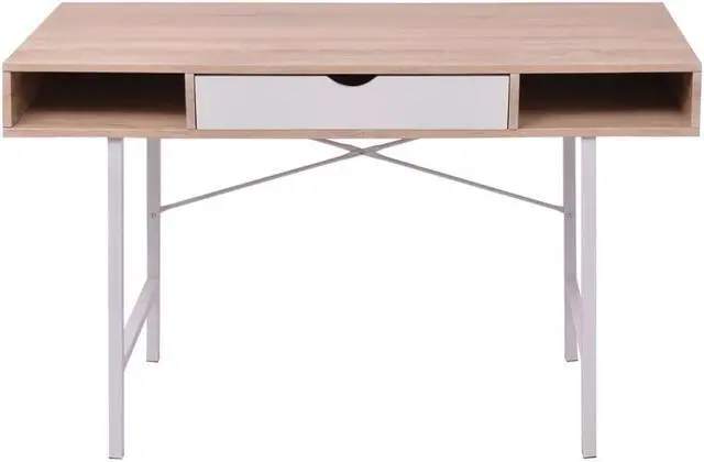 Alt view image 5 of 8 - vidaXL Desk with 1 Drawer Oak and White