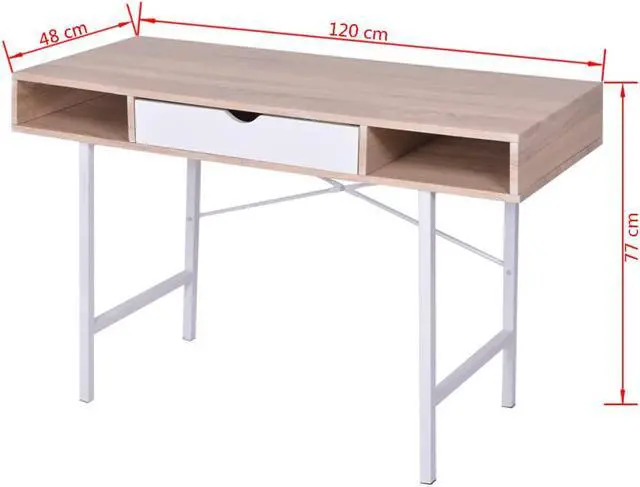 Alt view image 8 of 8 - vidaXL Desk with 1 Drawer Oak and White
