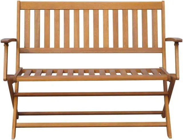Alt view image 2 of 10 - vidaXL Folding Garden Bench Patio Wooden Bench with Armrest Solid Wood Acacia