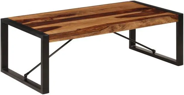 Main image of vidaXL Coffee Table Brown Solid Acacia wood, Powder-Coated Steel