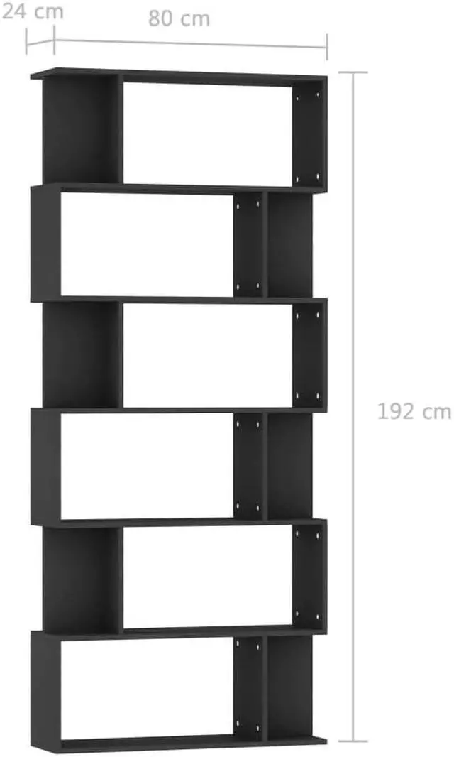 Alt view image 7 of 10 - vidaXL Book Cabinet/Room Divider Black Engineered Wood Bookshelf Highboard