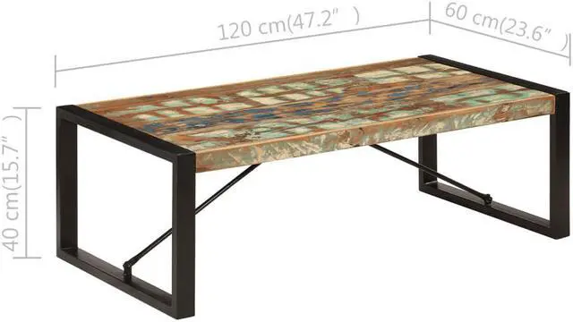 Alt view image 6 of 11 - vidaXL Coffee Table Sofa End Table Side Table Solid Wood Reclaimed 47.2 Inch