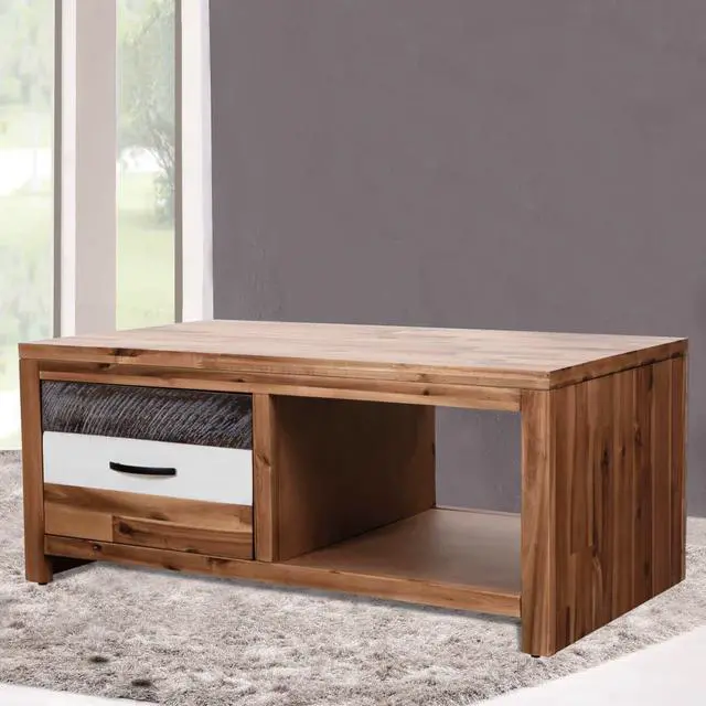 Alt view image 2 of 14 - vidaXL Coffee Table End Table Accent Sofa Table Solid Wood Acacia 35.4 Inch