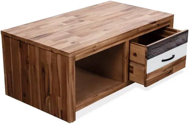Alt view image 5 of 14 - vidaXL Coffee Table End Table Accent Sofa Table Solid Wood Acacia 35.4 Inch