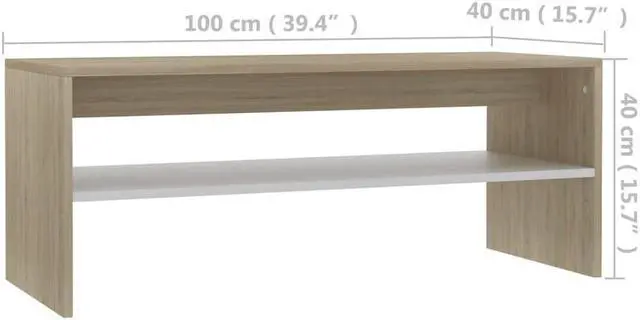 Alt view image 6 of 10 - vidaXL Coffee Table End Table with Storage White and Sonoma Oak Engineered Wood