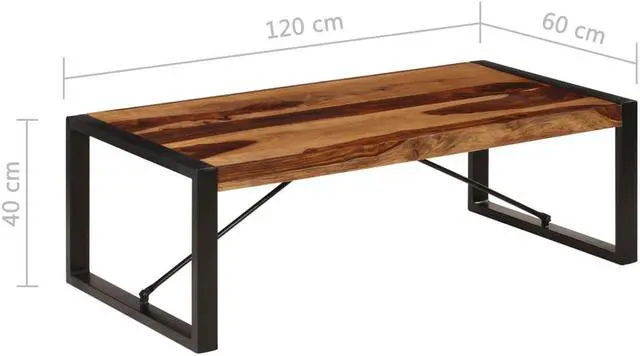 Alt view image 6 of 11 - vidaXL Coffee Table Brown Solid Acacia wood, Powder-Coated Steel