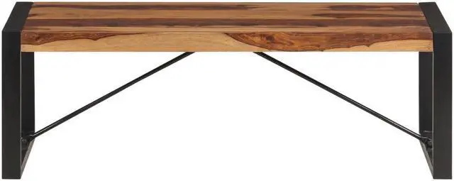 Alt view image 2 of 11 - vidaXL Coffee Table Brown Solid Acacia wood, Powder-Coated Steel