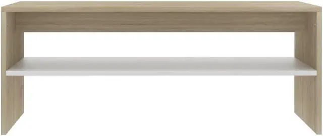 Alt view image 4 of 10 - vidaXL Coffee Table End Table with Storage White and Sonoma Oak Engineered Wood
