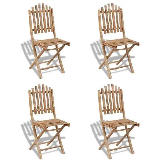 Alt view image 7 of 10 - vidaXL 5 Piece Folding Outdoor Dining Set Bamboo