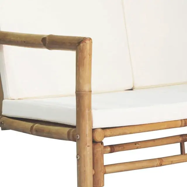 Alt view image 5 of 7 - vidaXL Patio Sofa Set Outdoor Furniture Table and Chair Bench 4 Piece Bamboo