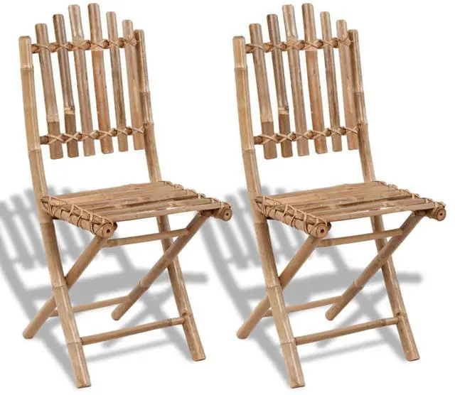 Alt view image 4 of 14 - vidaXL Folding Garden Chairs 2 pcs Bamboo