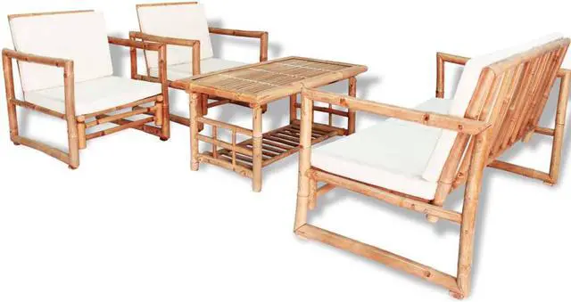 Main image of vidaXL Patio Sofa Set Outdoor Furniture Table and Chair Bench 4 Piece Bamboo