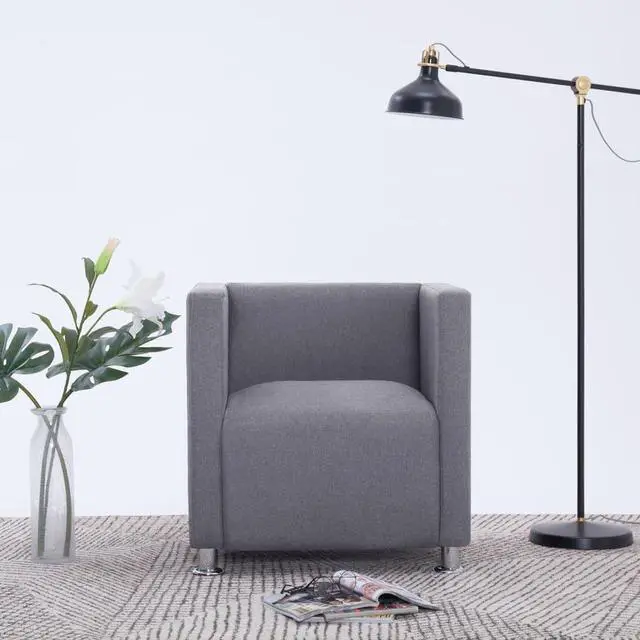 Main image of vidaXL Armchair Upholstered Accent Chair Sofa for Office Light Gray Fabric