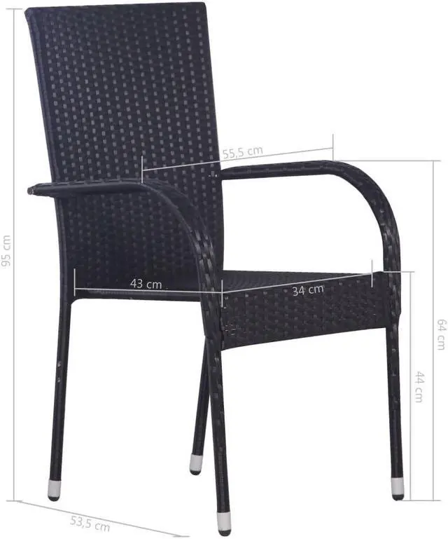 Alt view image 14 of 14 - vidaXL Stackable Outdoor Chairs 2 pcs Poly Rattan Black