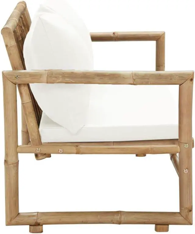 Alt view image 14 of 15 - vidaXL Patio Loveseat 2 Seater Sofa for Balcony Backyard with Cushions Bamboo