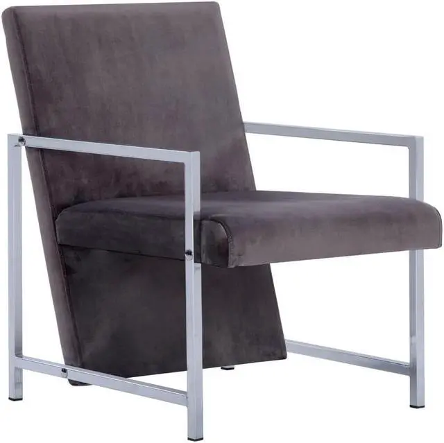 Alt view image 2 of 10 - vidaXL Accent Chair Accent Single Sofa Chair with Chrome Feet Dark Gray Velvet