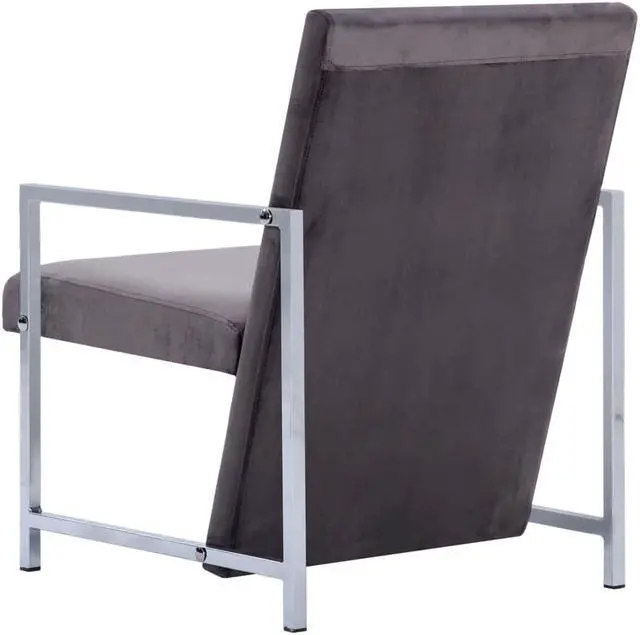 Alt view image 6 of 10 - vidaXL Accent Chair Accent Single Sofa Chair with Chrome Feet Dark Gray Velvet
