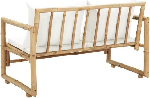 Alt view image 15 of 15 - vidaXL Patio Loveseat 2 Seater Sofa for Balcony Backyard with Cushions Bamboo