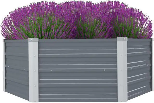 Main image of vidaXL Raised Garden Bed Patio Raised Flower Bed Galvanized Steel Planter Gray