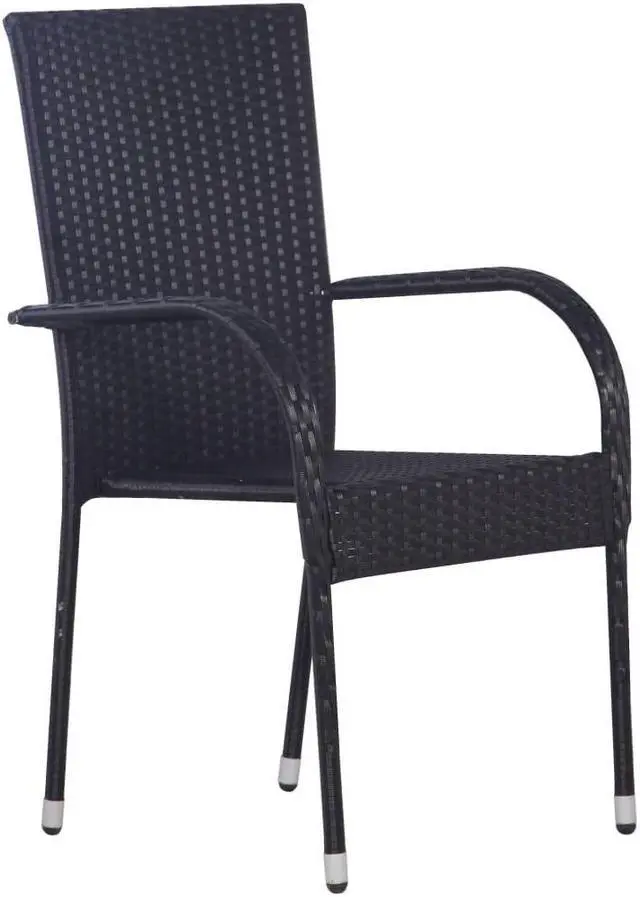 Alt view image 12 of 14 - vidaXL Stackable Outdoor Chairs 2 pcs Poly Rattan Black
