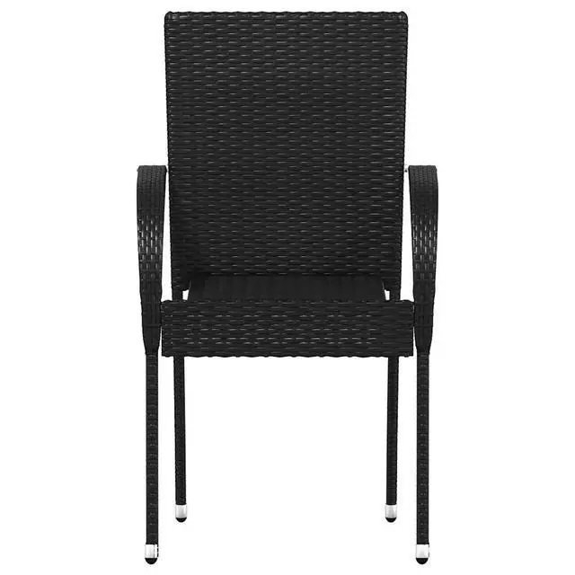 Alt view image 11 of 14 - vidaXL Stackable Outdoor Chairs 2 pcs Poly Rattan Black