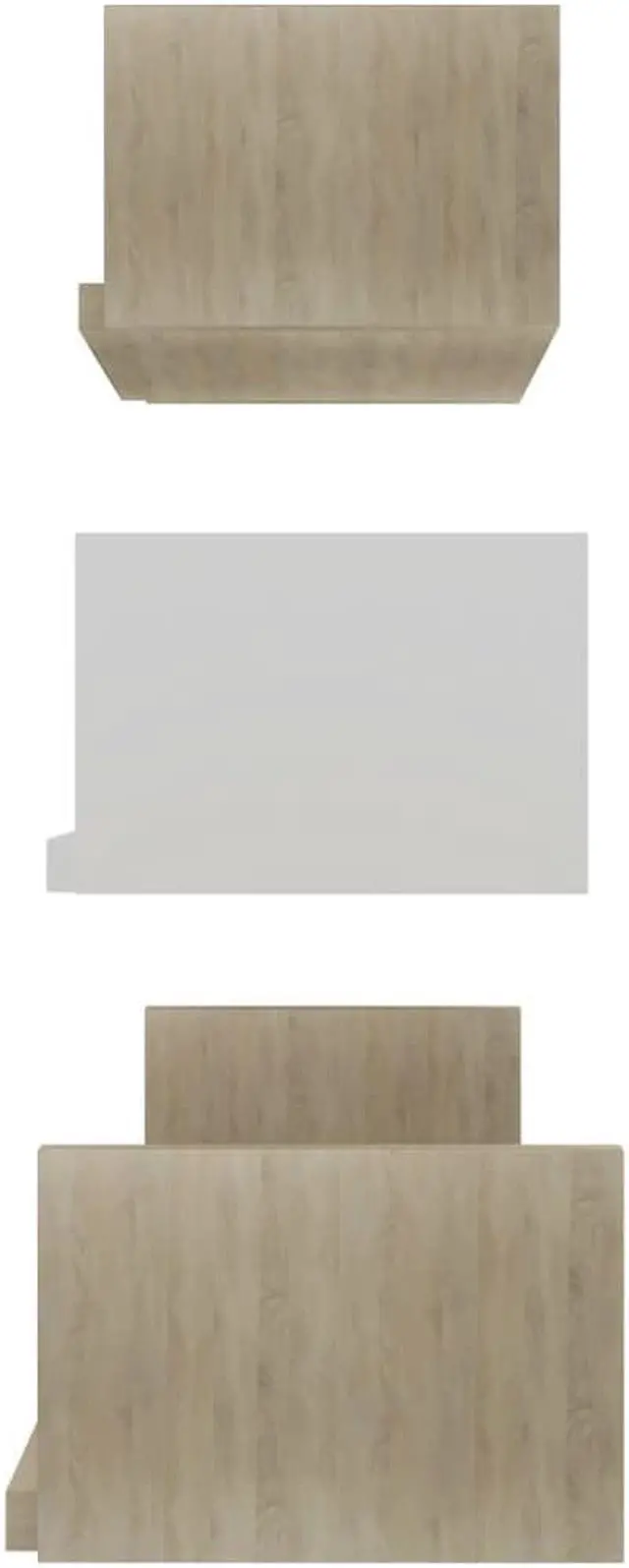 Alt view image 5 of 13 - vidaXL Wall Shelf Floating Shelf 3 Pcs White and Sonoma Oak Engineered Wood