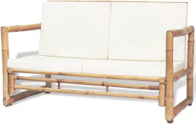 Alt view image 3 of 7 - vidaXL Patio Sofa Set Outdoor Furniture Table and Chair Bench 4 Piece Bamboo