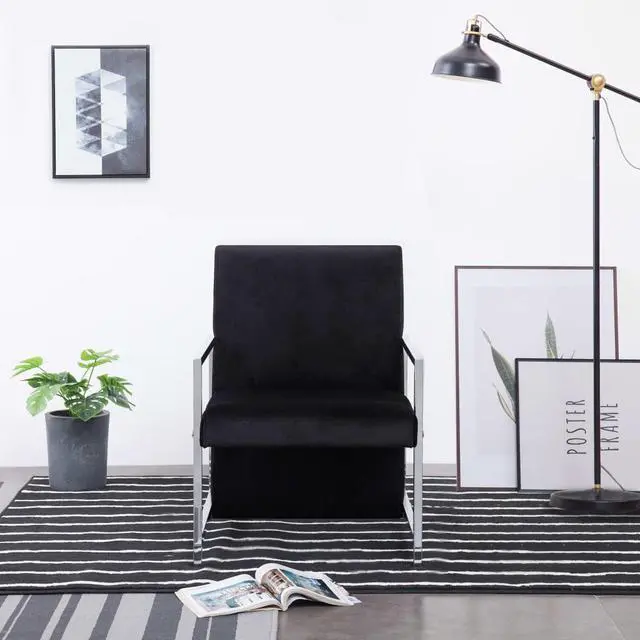 Alt view image 4 of 14 - vidaXL Armchair with Chrome Feet Black Velvet