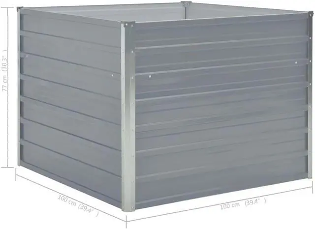Alt view image 6 of 11 - vidaXL Raised Garden Bed Interior Bracket 39.4" Galvanized Steel Gray Planter