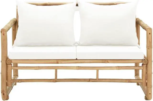 Alt view image 13 of 15 - vidaXL Patio Loveseat 2 Seater Sofa for Balcony Backyard with Cushions Bamboo