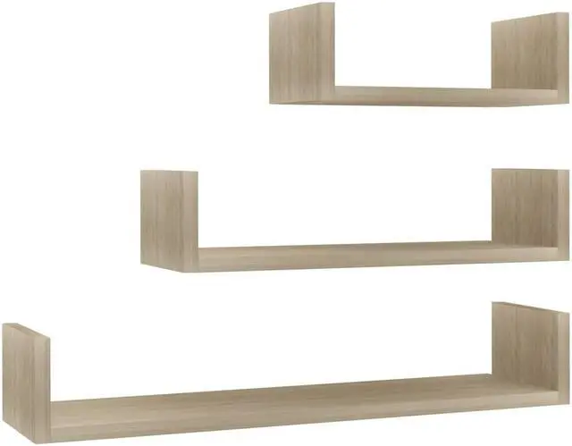 Alt view image 2 of 13 - vidaXL Wall Shelf Floating Display Shelf 3 Pcs Sonoma Oak Engineered Wood