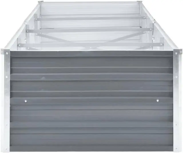Alt view image 3 of 14 - vidaXL Garden Raised Bed Open Bottom Galvanized Steel 126" Gray DIY Garden Bed