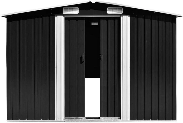 Alt view image 5 of 7 - vidaXL Garden Shed 101.2"x195.7"x70" Metal Anthracite