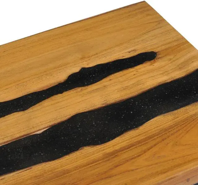 Alt view image 6 of 13 - vidaXL Coffee Table End Table Side Sofa Table Solid Wood Teak and Lava Stone