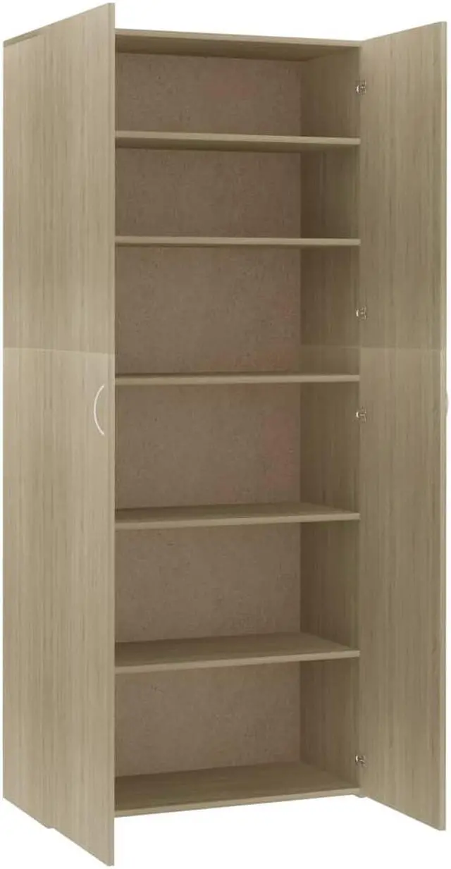 Alt view image 10 of 10 - vidaXL Shoe Cabinet Sonoma Oak 31.5"x14"x70.9" Chipboard