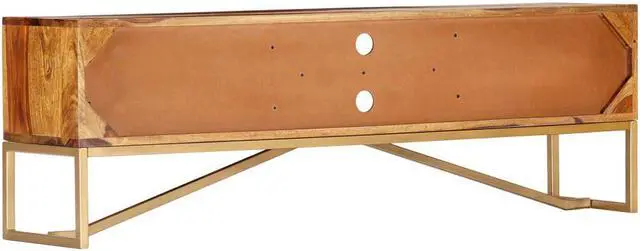 Alt view image 7 of 11 - vidaXL TV Cabinet Brown Solid Acacia Wood, Brass powder-coated iron