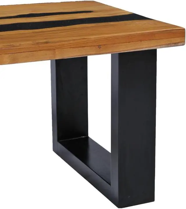 Alt view image 5 of 13 - vidaXL Coffee Table End Table Side Sofa Table Solid Wood Teak and Lava Stone