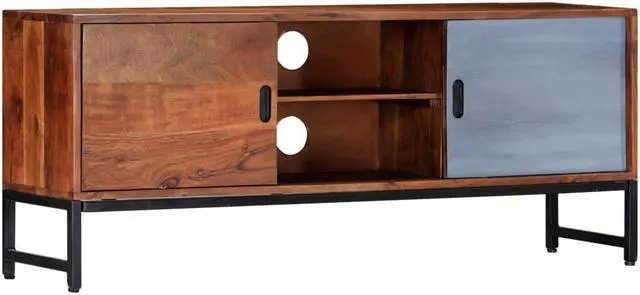 Main image of vidaXL Solid Acacia Wood TV Cabinet Sturdy 47.2" Steel TV Drawer Stand Unit