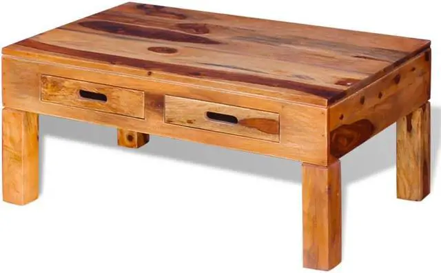 Alt view image 7 of 14 - vidaXL Coffee Table Brown Solid Acacia wood, Palisander wood Medium