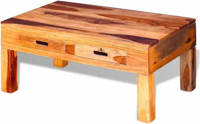 Alt view image 9 of 14 - vidaXL Coffee Table Brown Solid Acacia wood, Palisander wood Medium