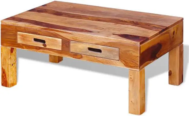 Alt view image 6 of 14 - vidaXL Coffee Table Brown Solid Acacia wood, Palisander wood Medium
