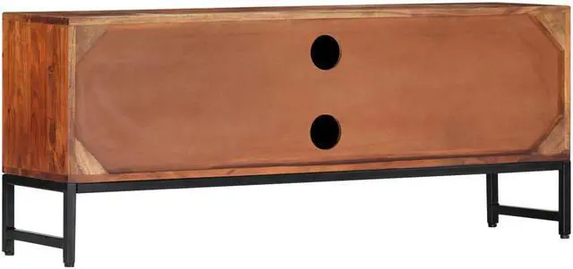 Alt view image 7 of 11 - vidaXL Solid Acacia Wood TV Cabinet Sturdy 47.2" Steel TV Drawer Stand Unit