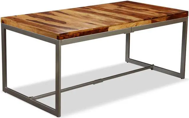 Alt view image 5 of 11 - vidaXL Dining Table Solid Sheesham Wood and Steel 70.9"